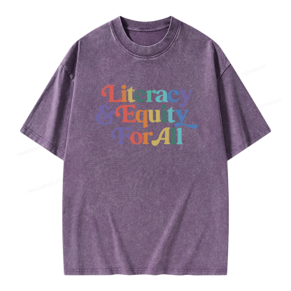 Pagewings Literacy & Equity For All Unisex Washed T-shirt