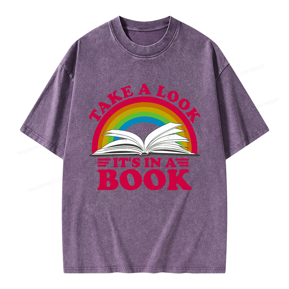 Pagewings Take a Look It's in a Book Unisex Washed T-shirt