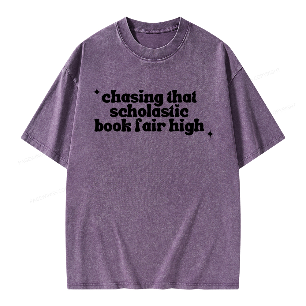 Pagewings Chasing That Scholastic Book Fair High Unisex Washed T-shirt
