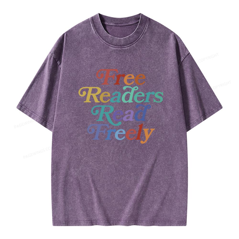Pagewings Free Readers Read Freely Unisex Washed T-shirt
