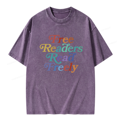 Pagewings Free Readers Read Freely Unisex Washed T-shirt