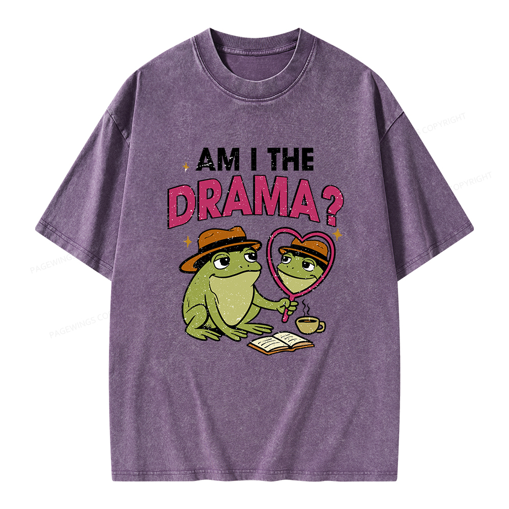 Pagewings Am I The Drama Unisex Washed T-shirt
