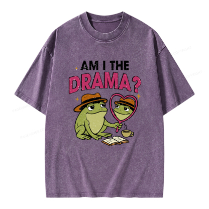 Pagewings Am I The Drama Unisex Washed T-shirt