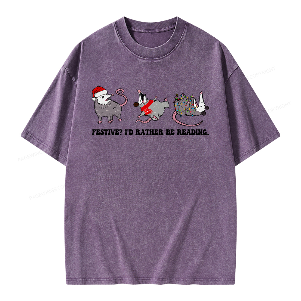 Pagewings I'd Rather Be Reading Unisex Washed T-shirt