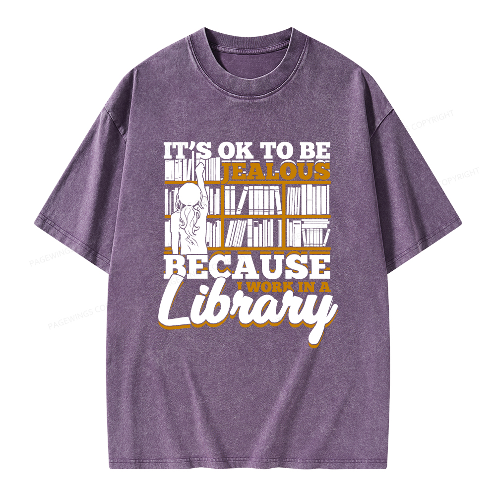 Pagewings Because I Work In A Library Unisex Washed T-shirt