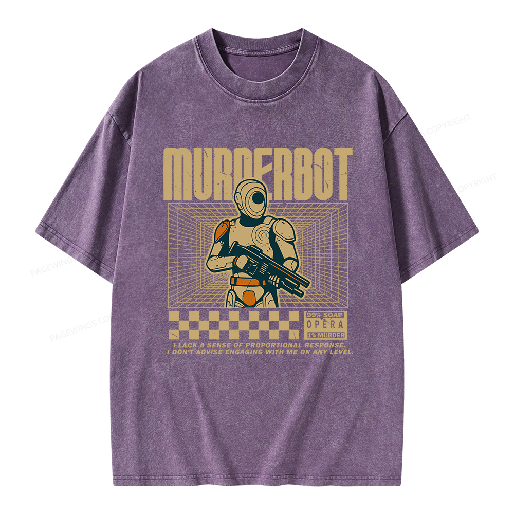 Pagewings Murderbot Unisex Washed T-shirt