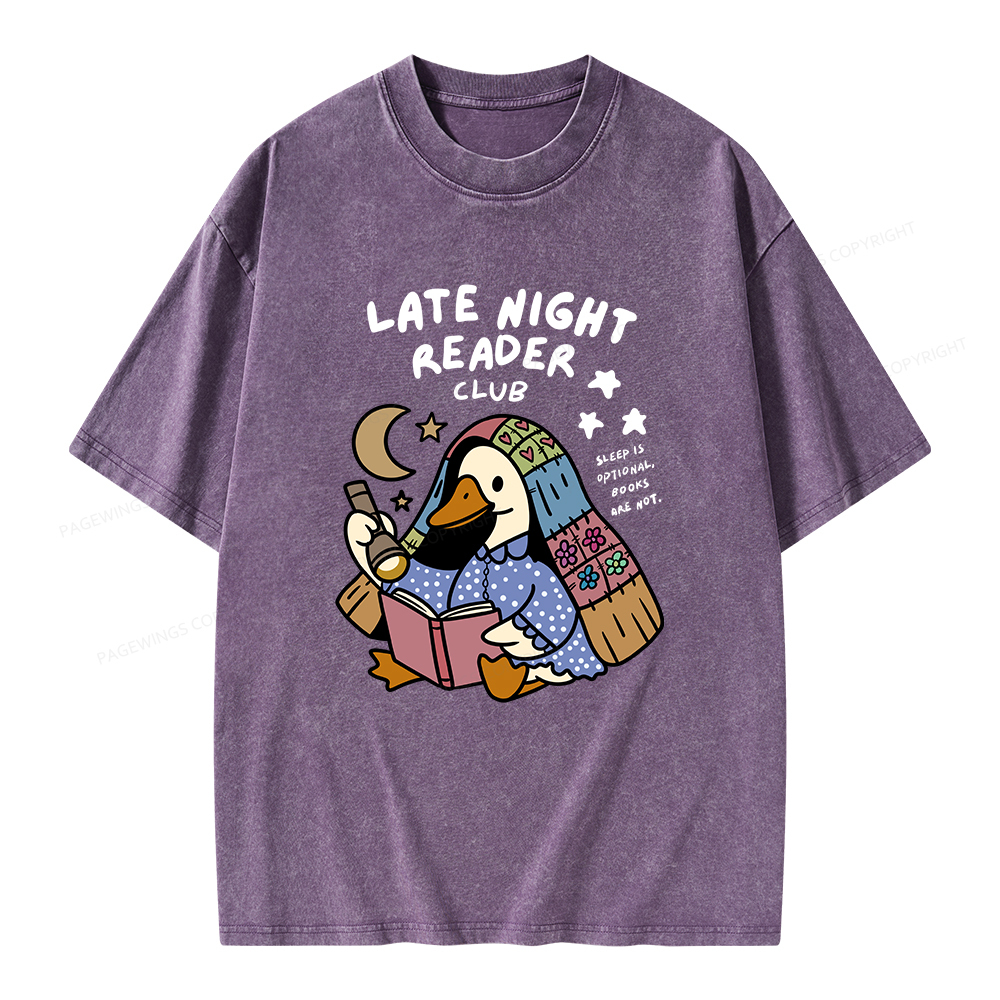 Pagewings Late Night Reader Club Unisex Washed T-shirt