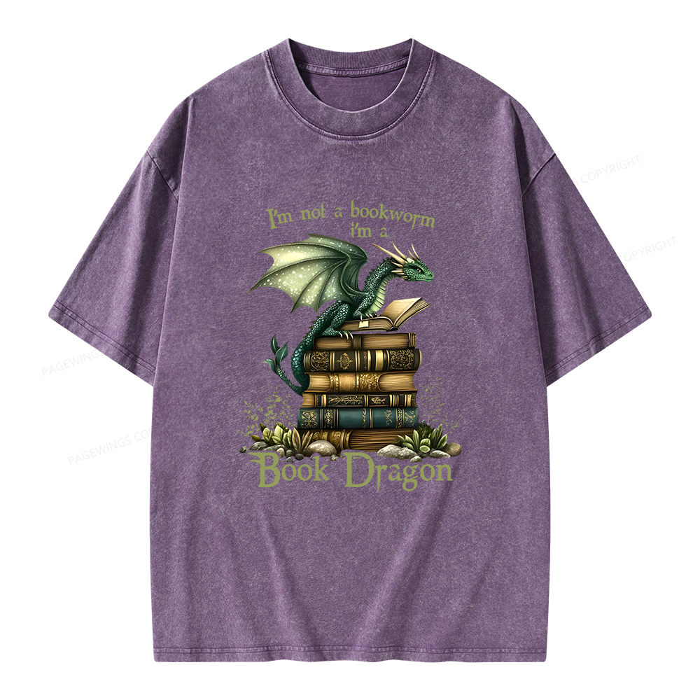 Pagewings Book Dragon Unisex Washed T-shirt