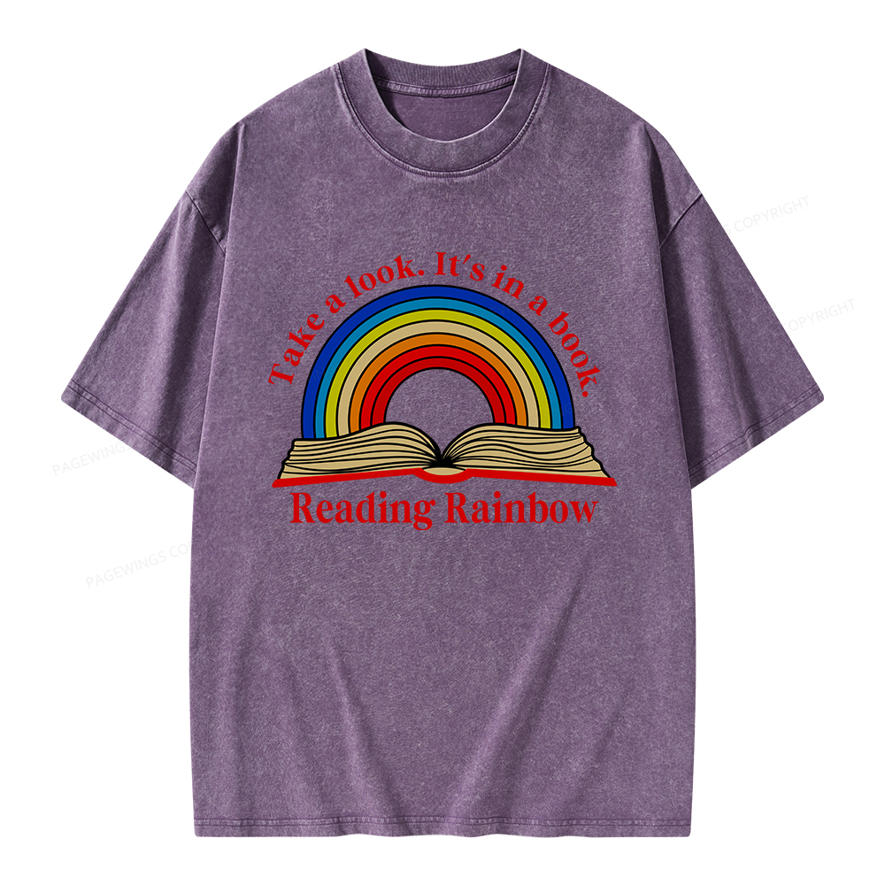 Pagewings Reading Rainbow Unisex Washed T-shirt