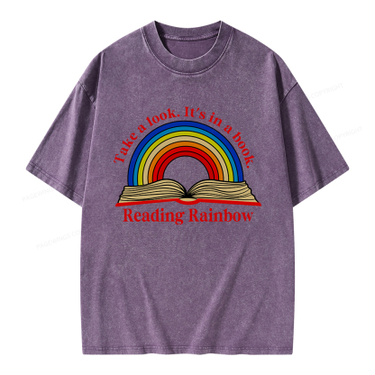 Pagewings Reading Rainbow Unisex Washed T-shirt