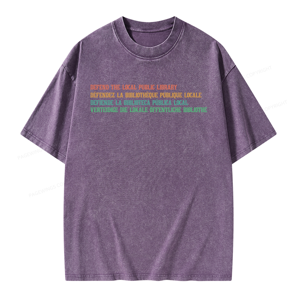 Pagewings Defend the Local Public Library Unisex Washed T-shirt