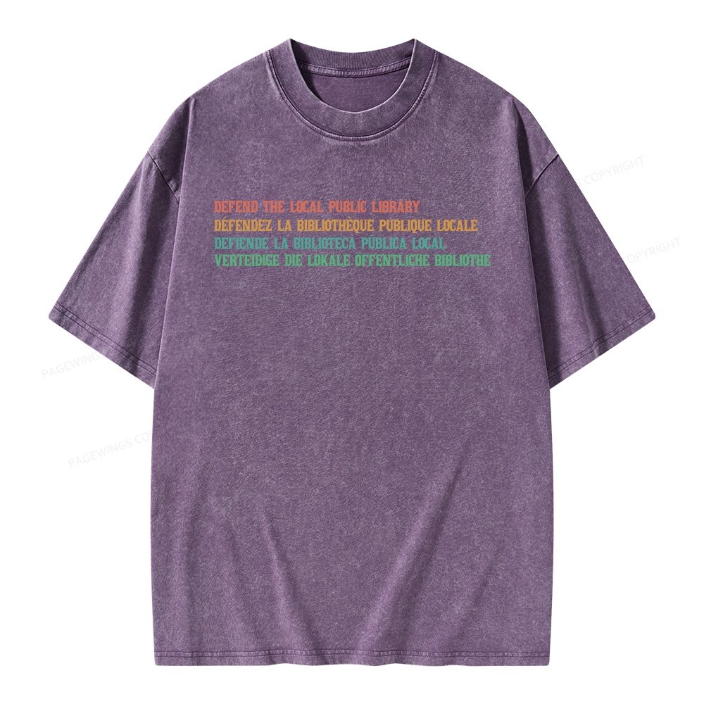 Pagewings Defend the Local Public Library Unisex Washed T-shirt