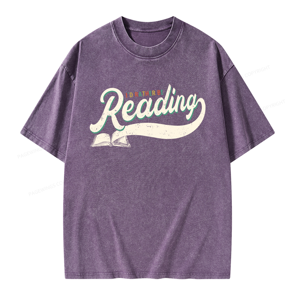 Pagewings I’d Rather Be Reading Unisex Washed T-shirt