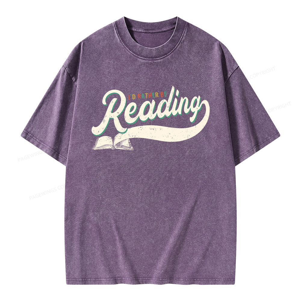 Pagewings I’d Rather Be Reading Unisex Washed T-shirt