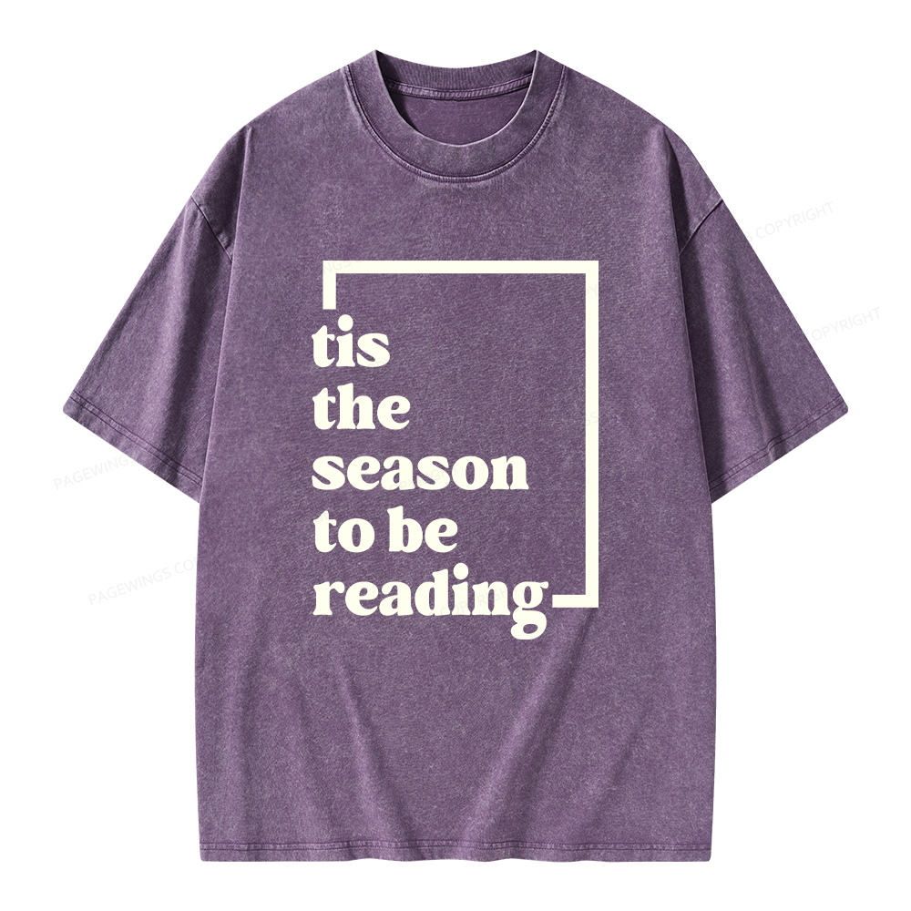 Pagewings Tis the season to be Reading Unisex Washed T-shirt