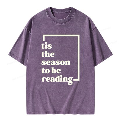 Pagewings Tis the season to be Reading Unisex Washed T-shirt