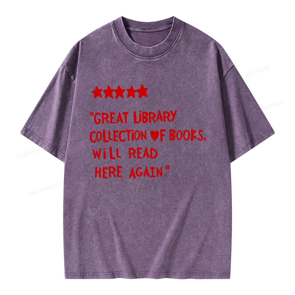 Pagewings Great Library Collection Of Books Unisex Washed T-shirt