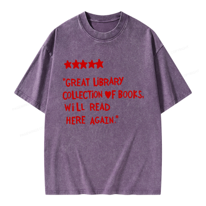 Pagewings Great Library Collection Of Books Unisex Washed T-shirt