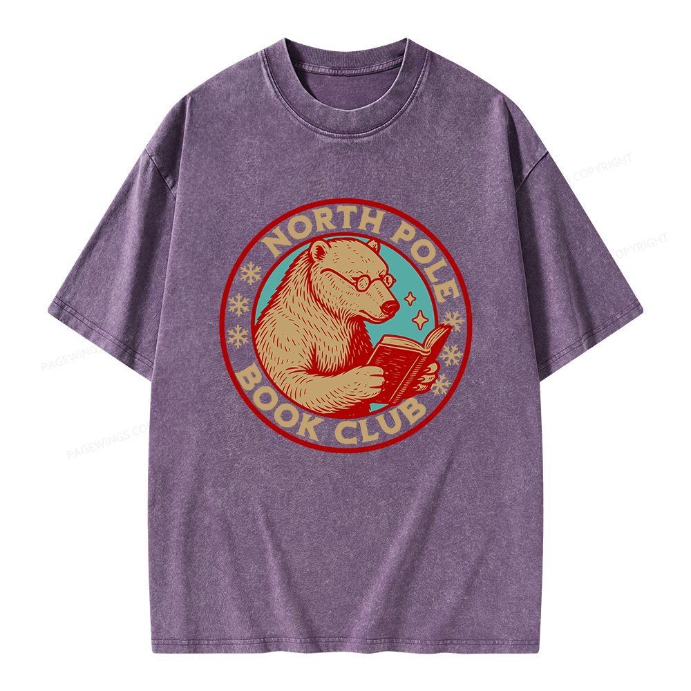 Pagewings North Pole Book Club Unisex Washed T-shirt