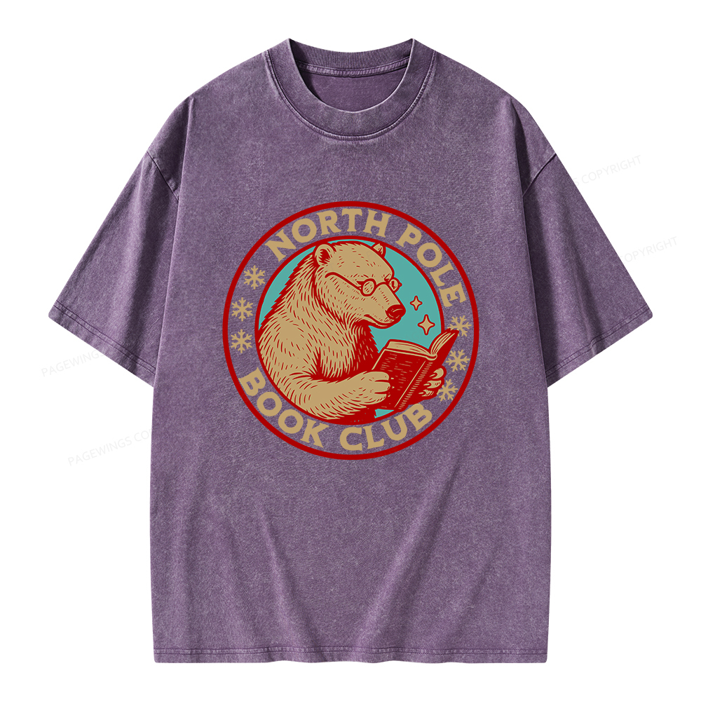 Pagewings North Pole Book Club Unisex Washed T-shirt