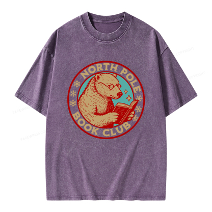 Pagewings North Pole Book Club Unisex Washed T-shirt