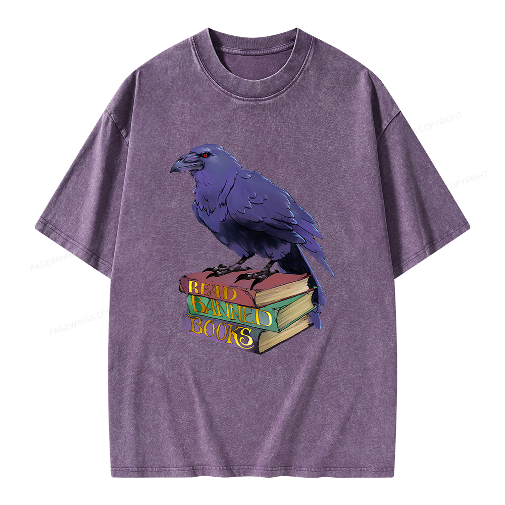 Pagewings Read Banned Books Unisex Washed T-shirt