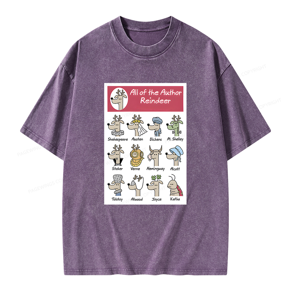 Pagewings All Of The Author Reindeer Unisex Washed T-shirt