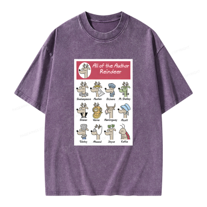 Pagewings All Of The Author Reindeer Unisex Washed T-shirt