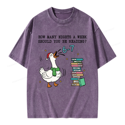 Pagewings How Many Nights A Week Should You Be Reading 6-7 Unisex Washed T-shirt
