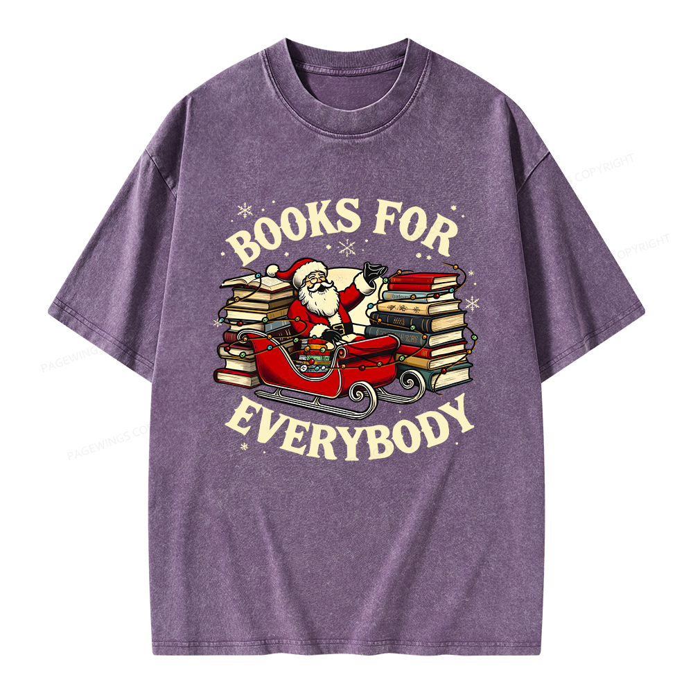 Pagewings Christmas Santa Book Lover Unisex Washed T-shirt