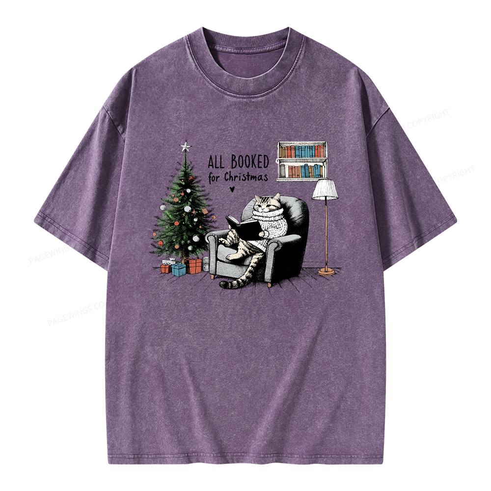 Pagewings All Booked for Christmas Unisex Washed T-shirt