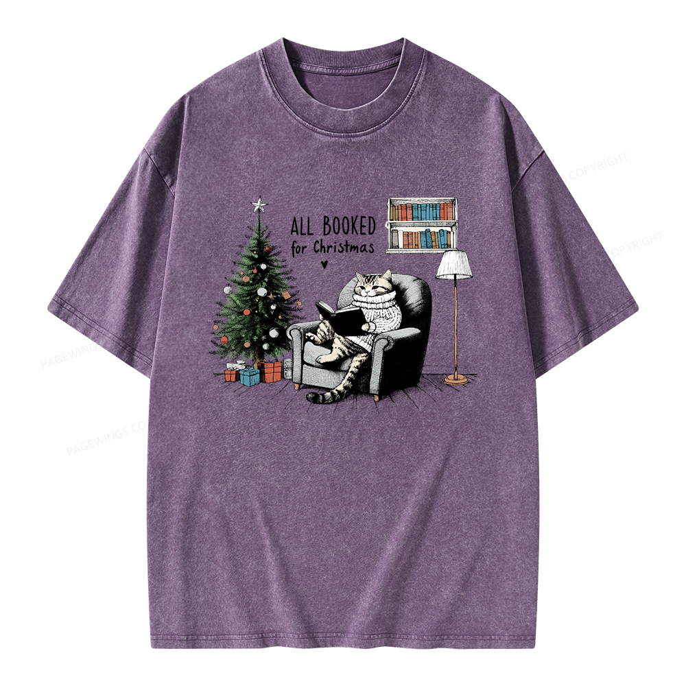 Pagewings All Booked for Christmas Unisex Washed T-shirt