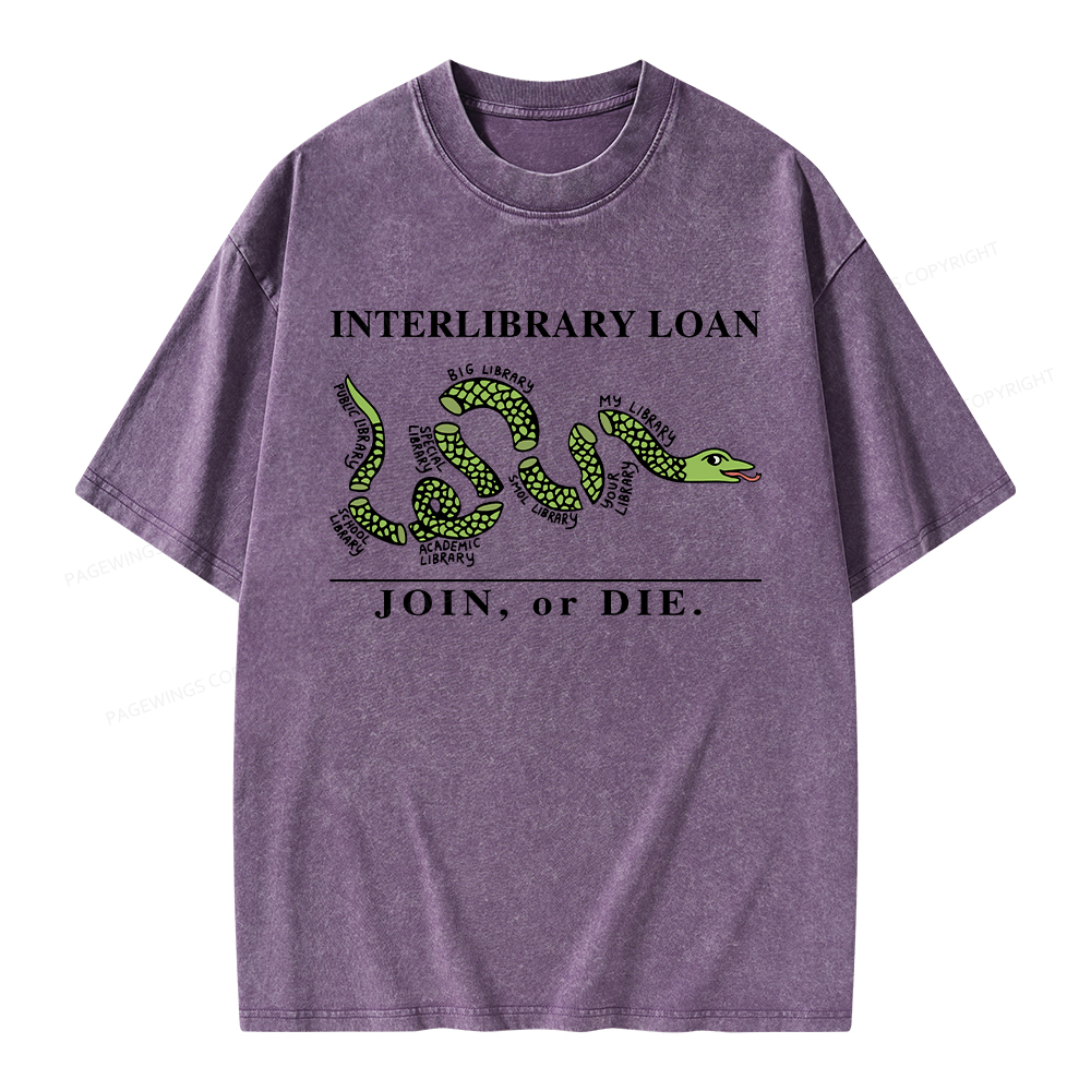 Pagewings Interlibrary Loan Unisex Washed T-shirt