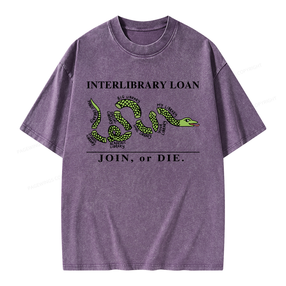 Pagewings Interlibrary Loan Unisex Washed T-shirt