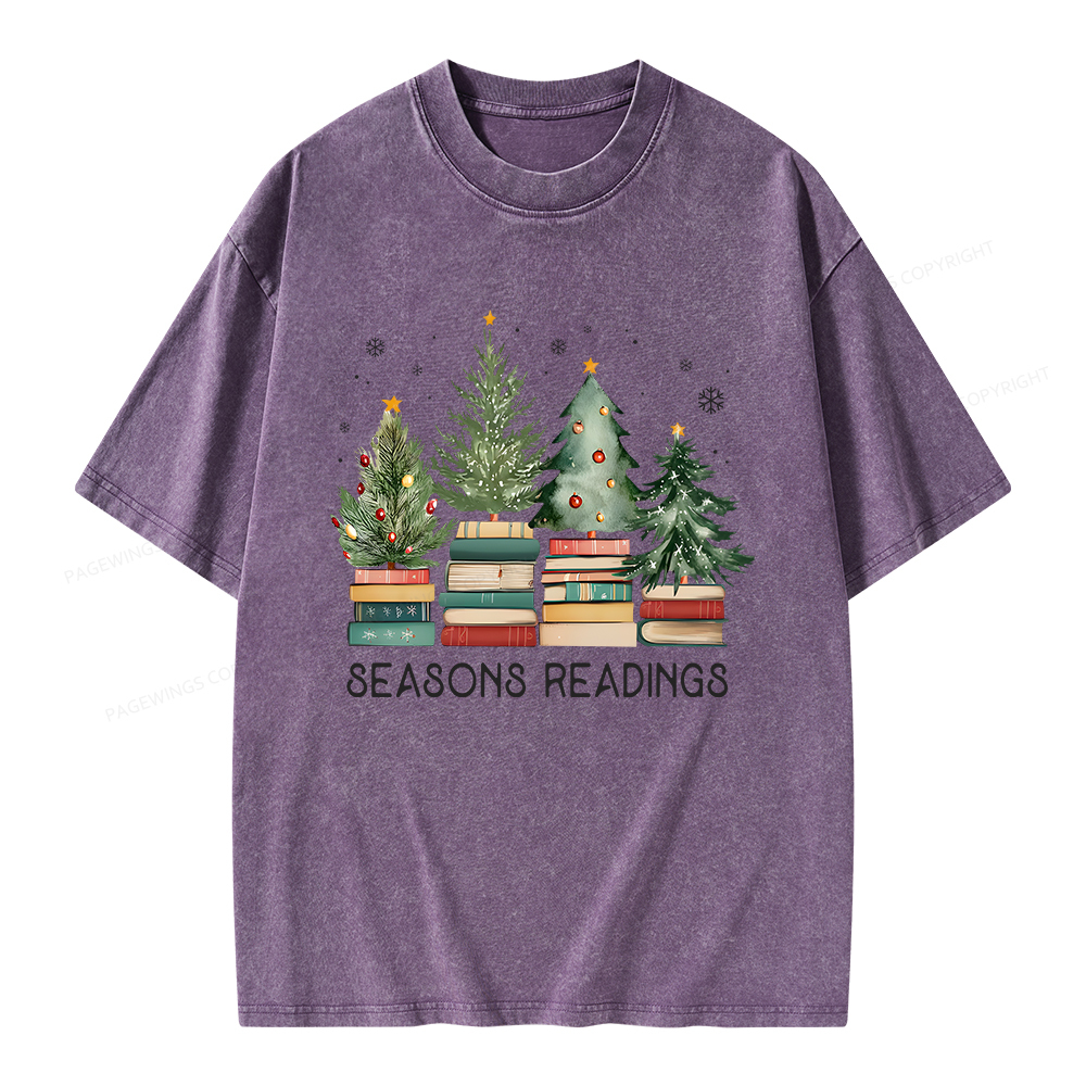 Pagewings Bookish Christmas Unisex Washed T-shirt