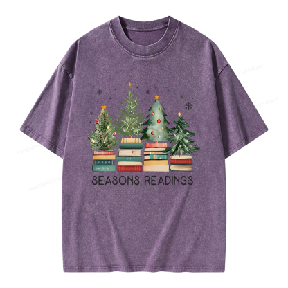 Pagewings Bookish Christmas Unisex Washed T-shirt