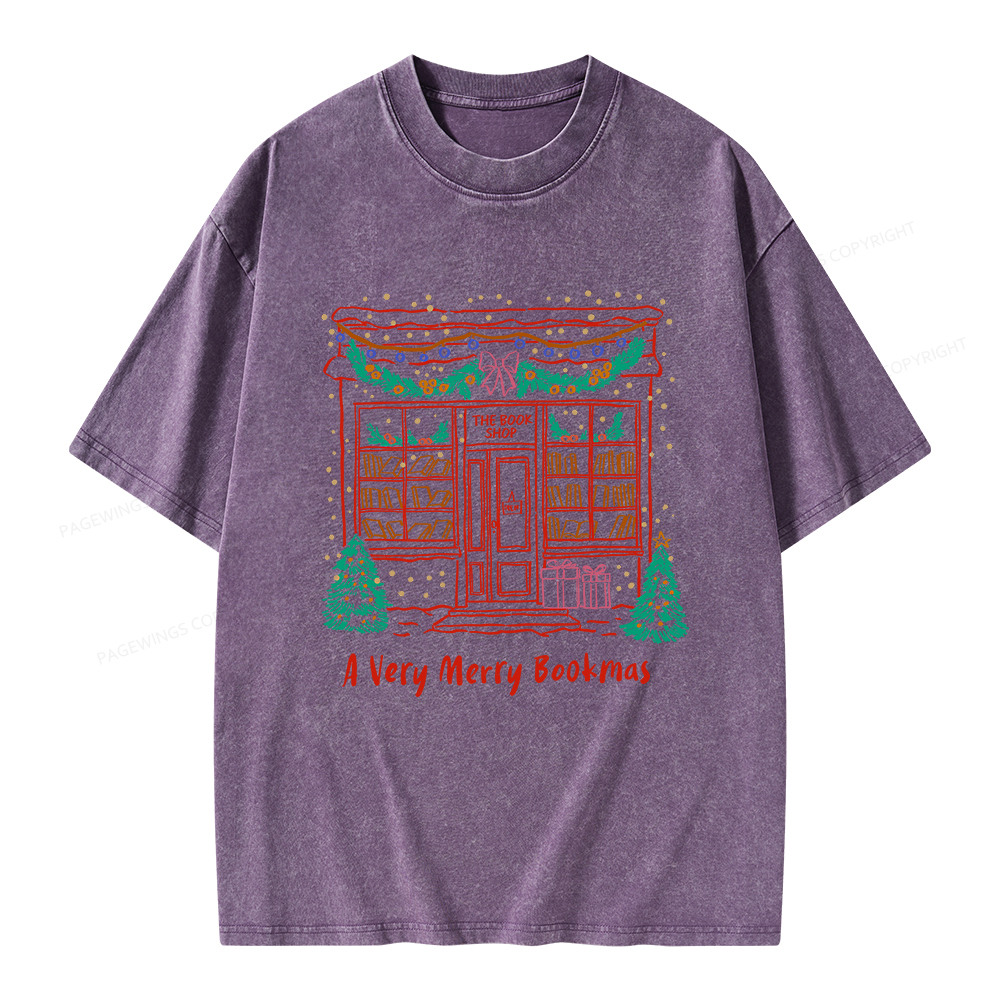 Pagewings Very Merry Bookmas Unisex Washed T-shirt