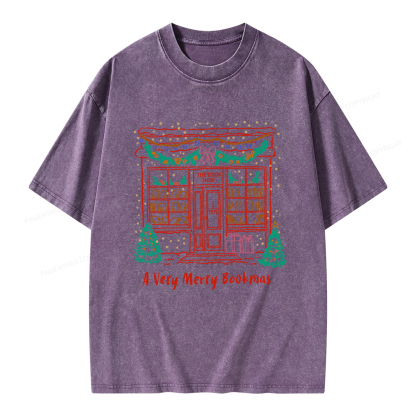 Pagewings Very Merry Bookmas Unisex Washed T-shirt