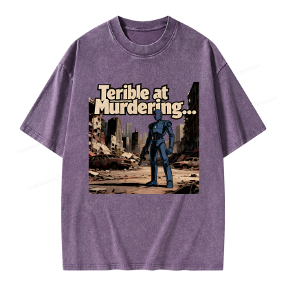 Pagewings Terible At Murdering... Great At Binging Unisex Washed T-shirt