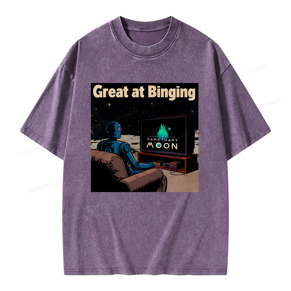 Pagewings Great At Binging Unisex Washed T-shirt