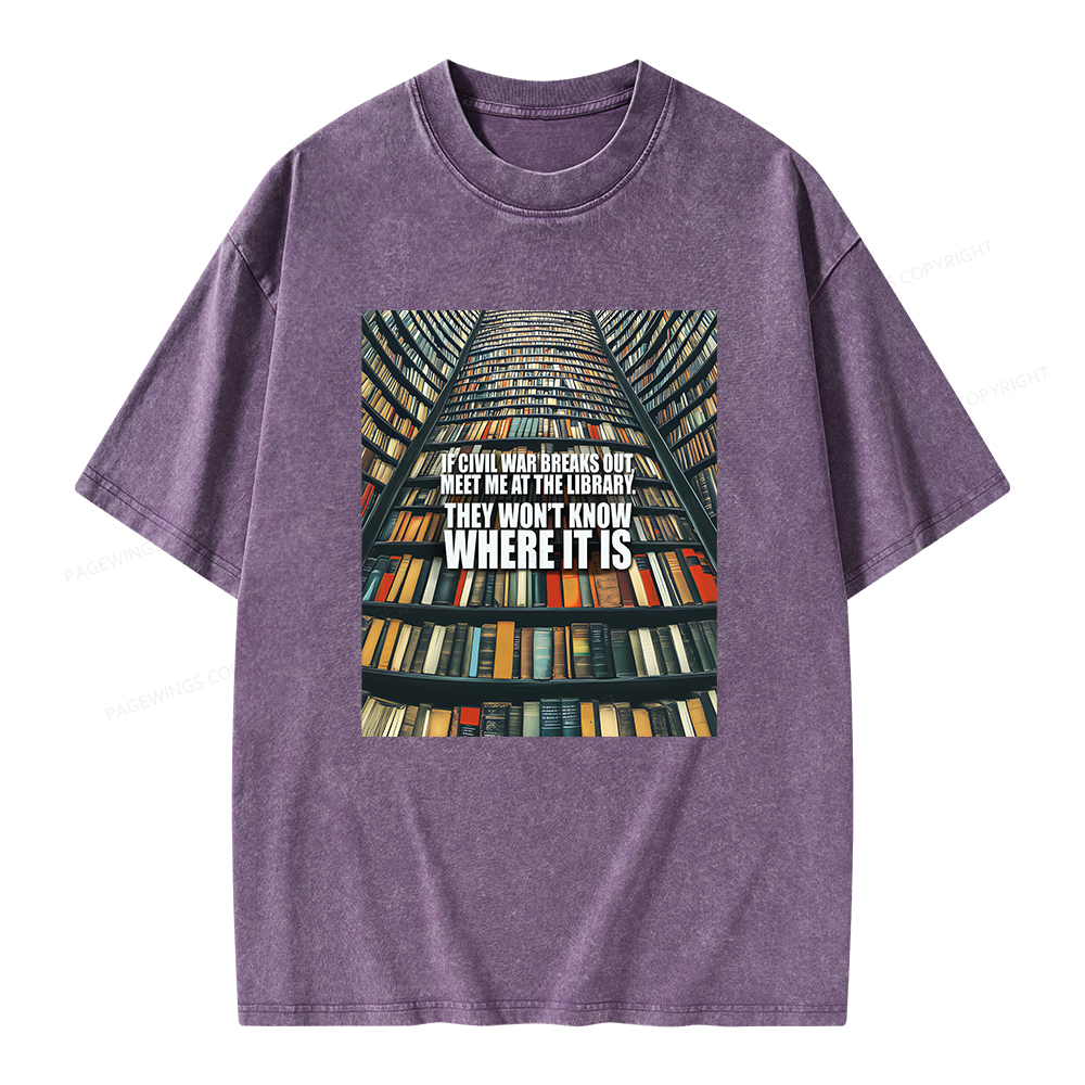 Pagewings Meet Me At The Library Unisex Washed T-shirt