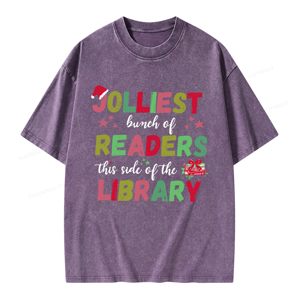 Pagewings Jolliest Bunch Of Readers This Side Of The Library Unisex Washed T-shirt
