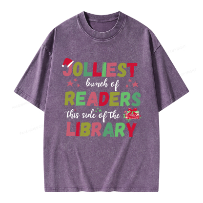 Pagewings Jolliest Bunch Of Readers This Side Of The Library Unisex Washed T-shirt