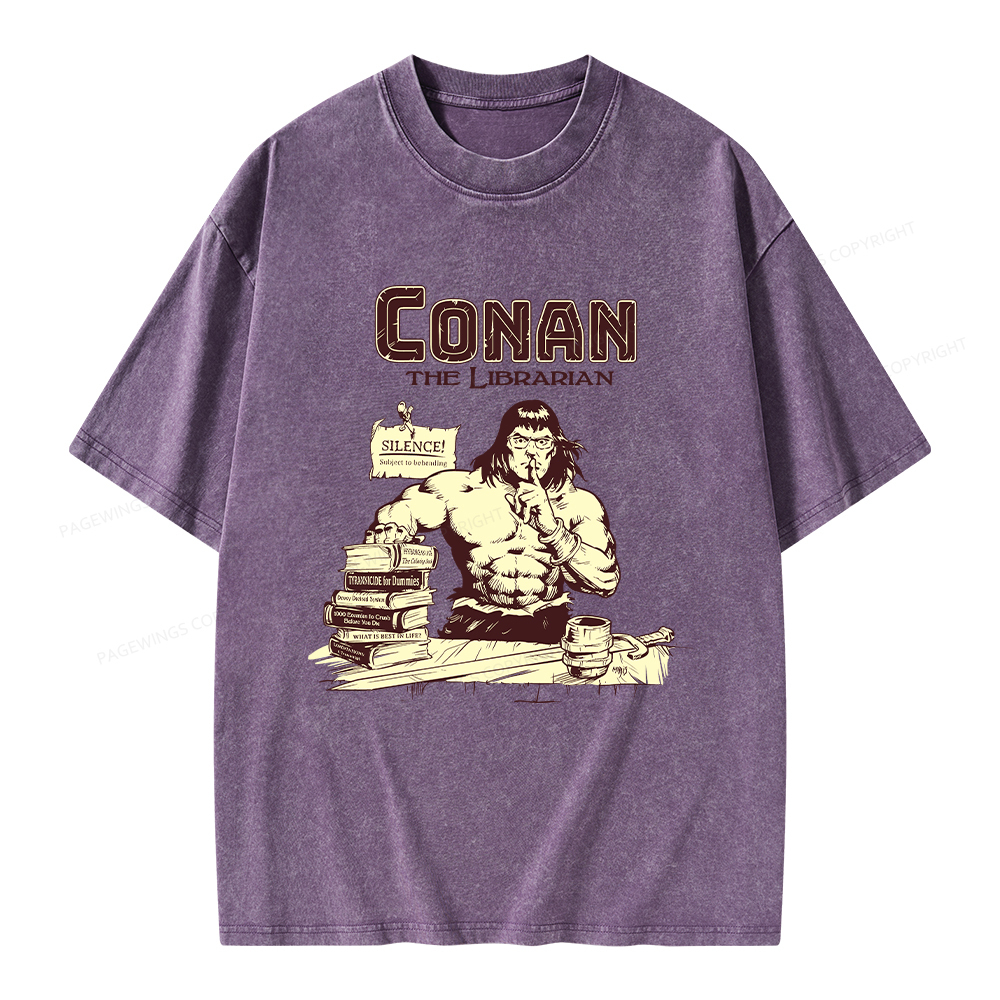 Pagewings Conan the Librarian Unisex Washed T-shirt
