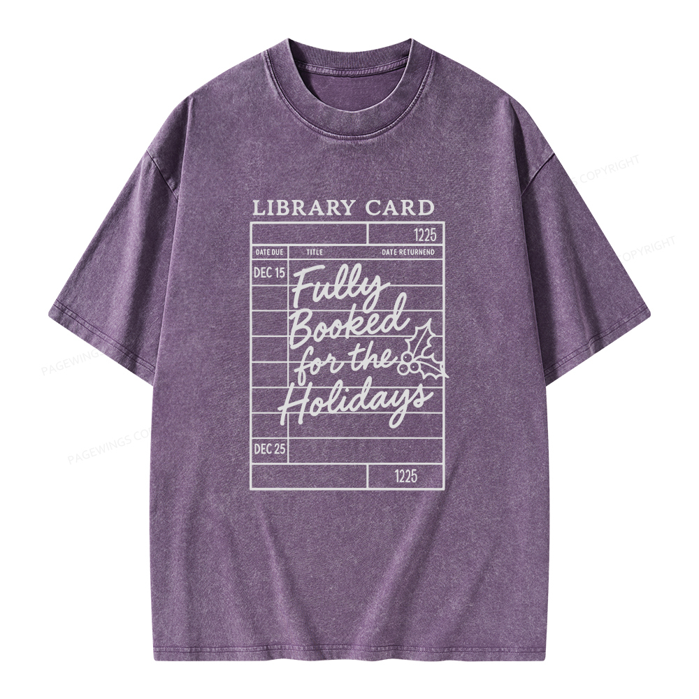 Pagewings Library Card Christmas Unisex Washed T-shirt