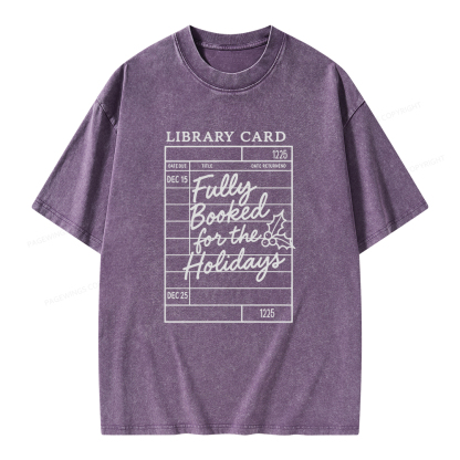 Pagewings Library Card Christmas Unisex Washed T-shirt
