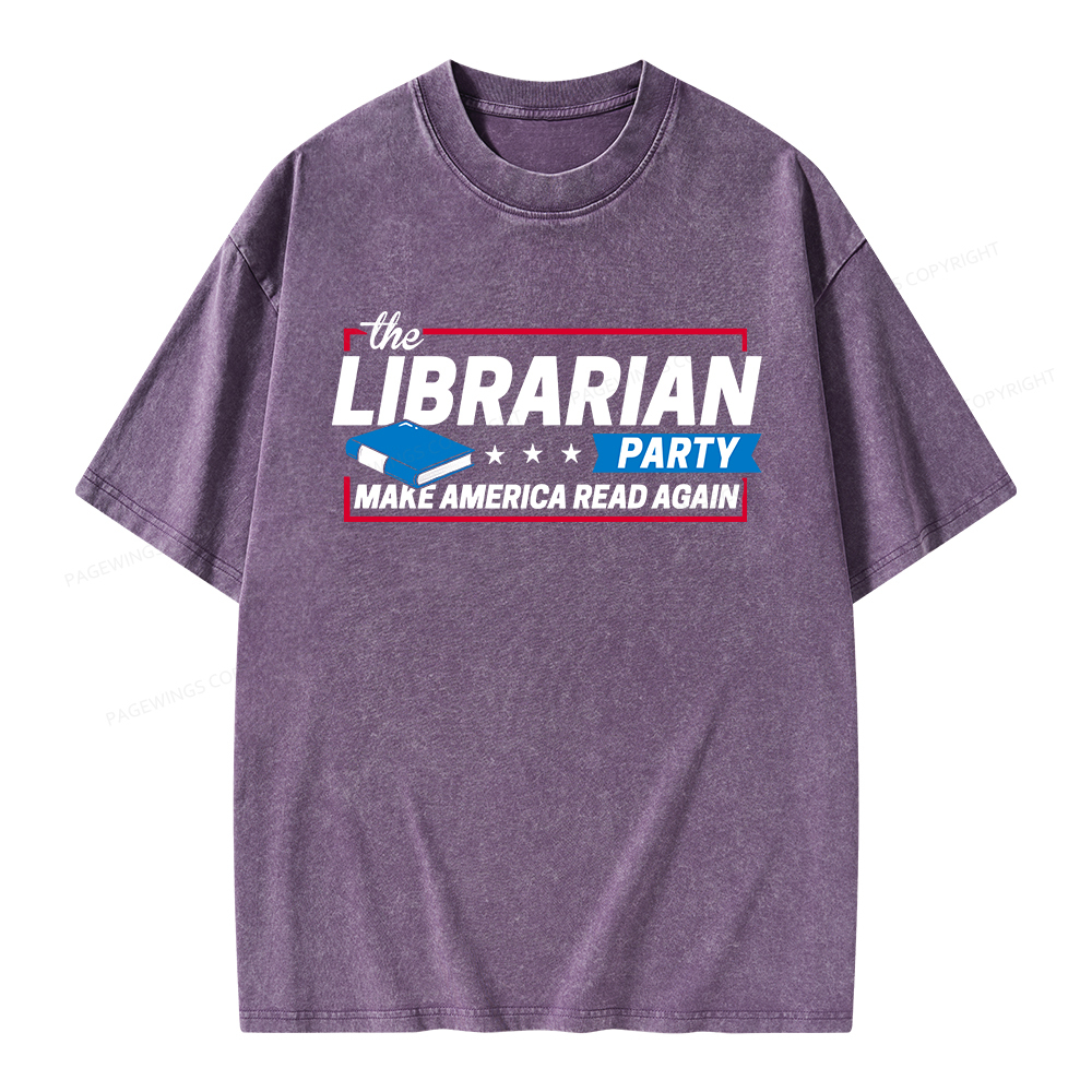 Pagewings The Librarian Party Unisex Washed T-shirt
