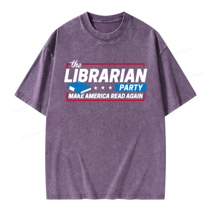 Pagewings The Librarian Party Unisex Washed T-shirt