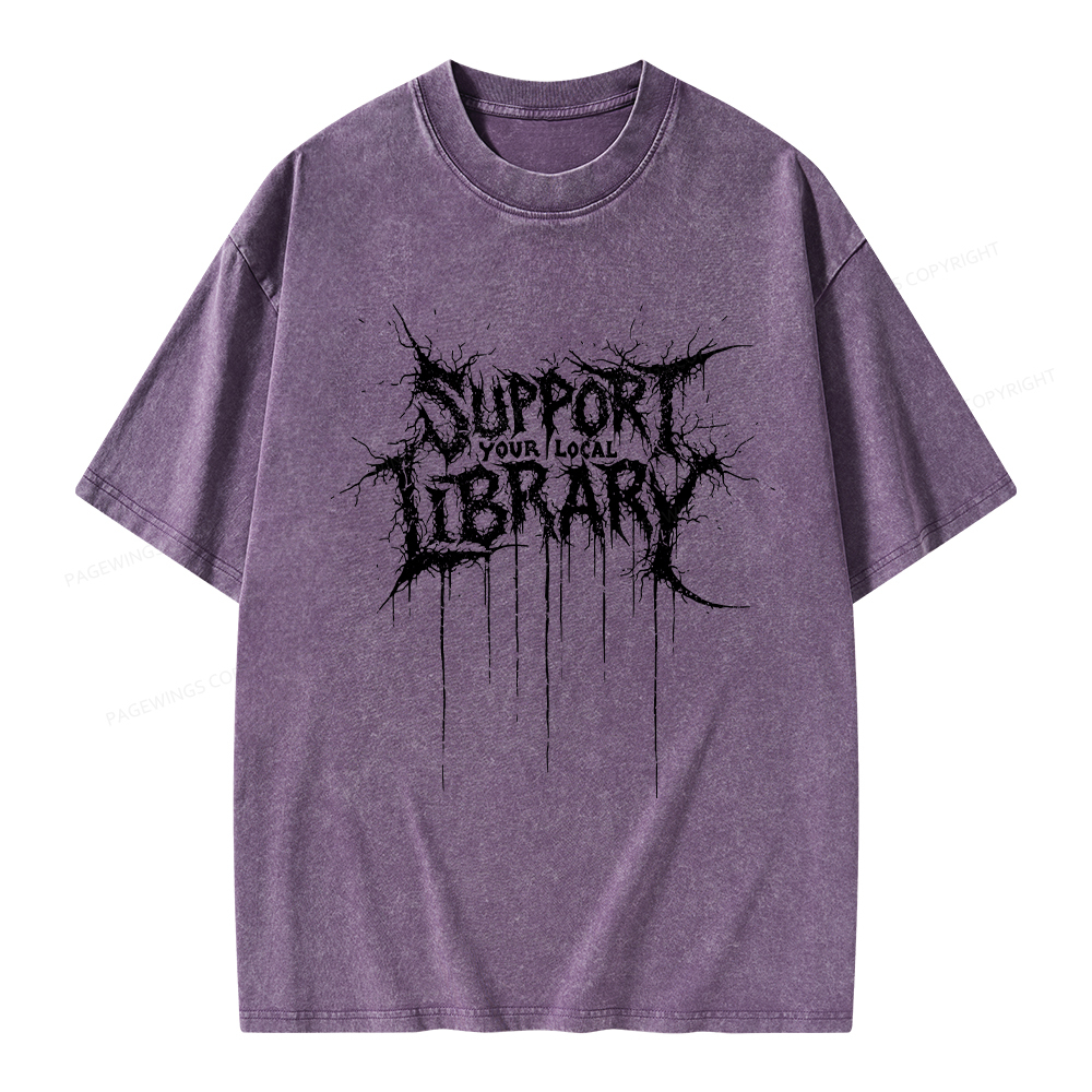 Pagewings Support Your Local Library Unisex Washed T-shirt