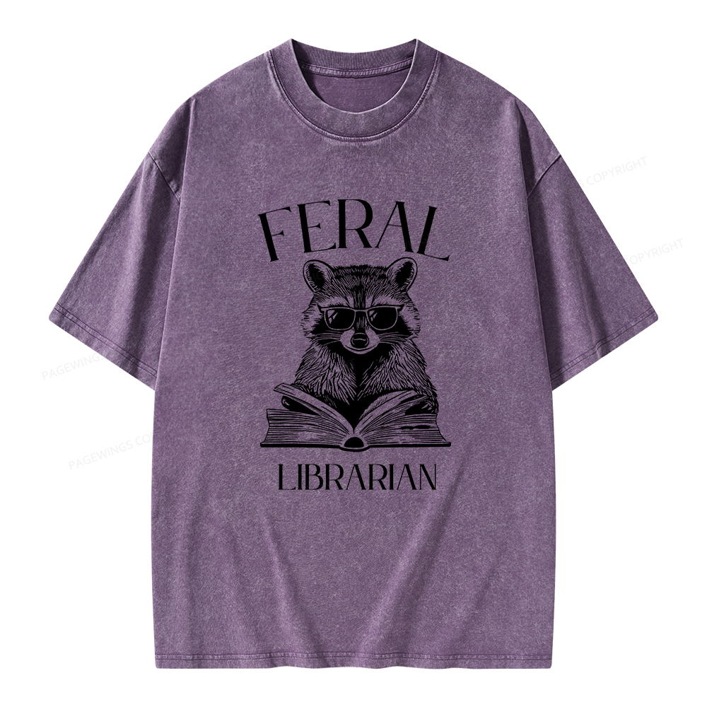 Pagewings Feral Librarian Unisex Washed T-shirt